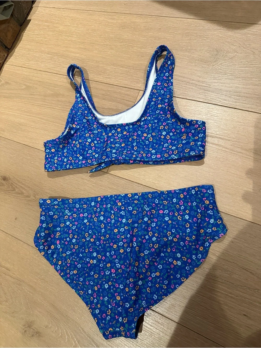 Girls Blue Floral Two-Piece Swim Set